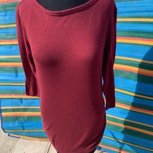 Kristin Nicole Dark Red Shirred Sides Shirt
